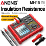 Тестер опору ізоляції Aneng MH15 750V AC/ 1000V DC Voltage, тест 100-1000V / 0,1МОм - 2000МОм, опір 0Ом - 60МОм, LCD з підсвіткою