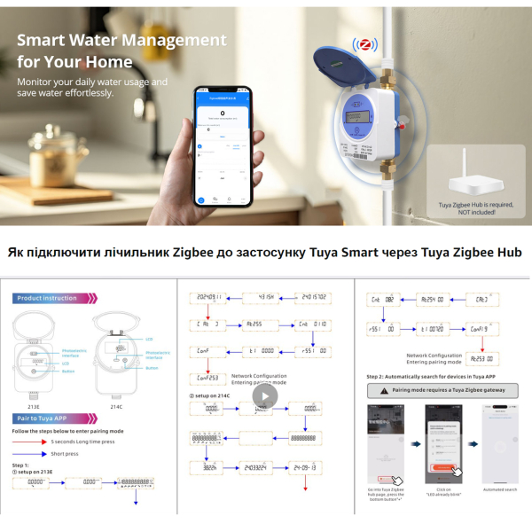 Фото - Лічильник води SMART ZigBee-WiFi DN32 без клапана