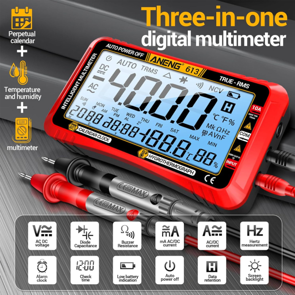 Фото - Мультиметр Aneng 613 600V AC/DC Voltage, 10A AC/DC Current, LCD з підсвіткою, True RMS, Smart