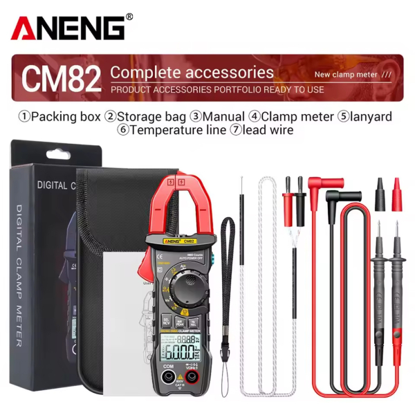 Фото - Струмові (токові) кліщі Aneng CM82 600V AC/DC Voltage, 600A AC/DC Current, NCV, мультиметр, LCD з підсвіткою, True RMS