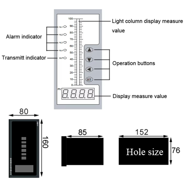 Фото - Контроллер рівня рідини AGMS84A, AC/DC85-240V, 4-20mA, 4relay, 80*160mm