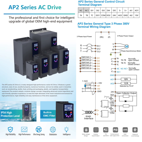 Фото - Частотний перетворювач 380В 3фази векторний 4.0KW M-Driver AP2 BU, EMI