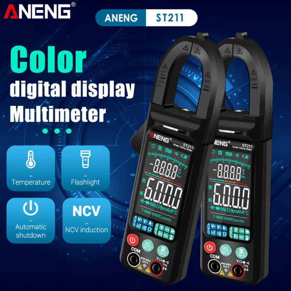Фото - Струмові (токові) кліщі Aneng  ST211 600V AC/DC Voltage, 400A AC Current, NCV, мультиметр, кольор. дисплей, True RMS