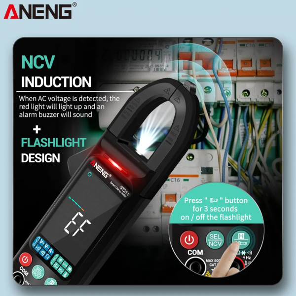 Фото - Струмові (токові) кліщі Aneng  ST211 600V AC/DC Voltage, 400A AC Current, NCV, мультиметр, кольор. дисплей, True RMS
