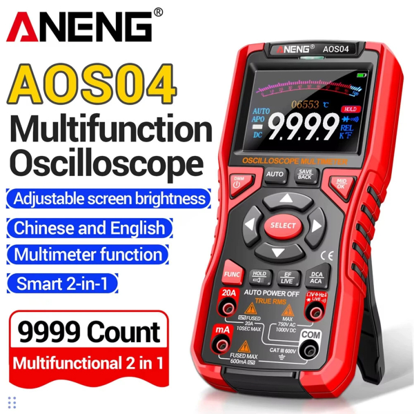 Фото - Aneng AOS04, цифровий мультиметр  / портативний осцилограф 10 МГц, 750V AC/ 1000V DC Voltage, 20A AC/DC Current, NCV, Smart, літієвий акумулятор