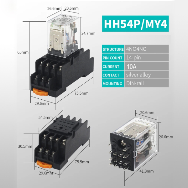 Фото - Реле комутації MY4NJ (HH54P) котушка DC12V