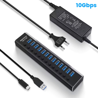 Фото - USB-хаб 3.1 Gen 2 HUB, 10Gbps, 13 портів USB 3.1 Gen 2, з блоком живлення 12V 6A