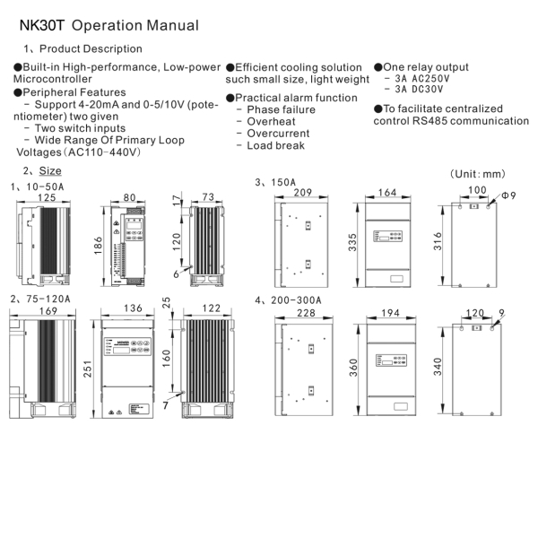 Фото - Тиристорний регулятор потужності NK30T, 3фази 400В 150А, PID/RAMP, входи 4-20mA/0-5/10VDC, MODBUS RS485