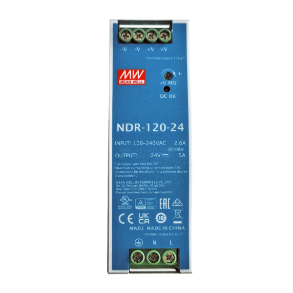 Фото - Блок живлення Mean Well NDR-120-24 оригінал (24VDC, 120W)