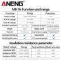 Тестер опору ізоляції Aneng MH16 750V AC/ 1000V DC Voltage, тест 500-2500V / 1МОм - 50ГОм, опір 0Ом - 50ГОм, LCD з підсвіткою