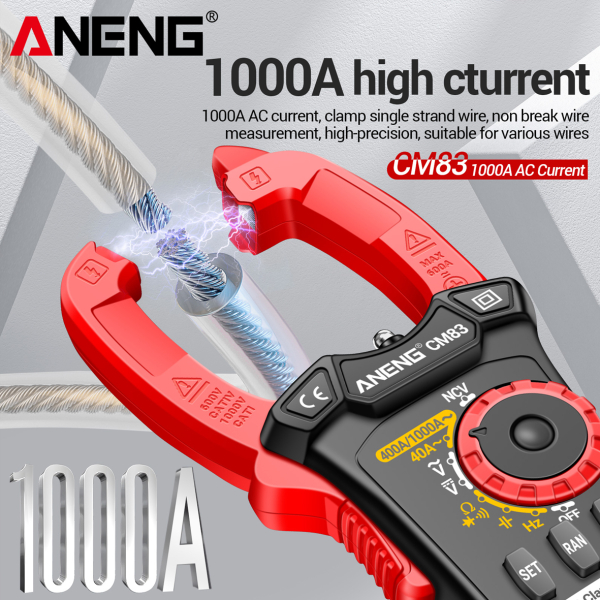 Фото - Струмові (токові) кліщі Aneng CM83 600V AC/DC Voltage, 1000A AC Current, NCV, мультиметр, LCD з підсвіткою