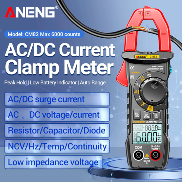 Фото - Струмові (токові) кліщі Aneng CM82 600V AC/DC Voltage, 600A AC/DC Current, NCV, мультиметр, LCD з підсвіткою, True RMS