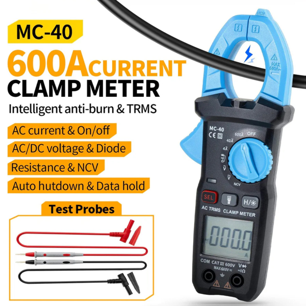 Фото - FNIRSI MC-40 струмові (токові) кліщі / мультметр, 600V 600A AC/DC, True RMS