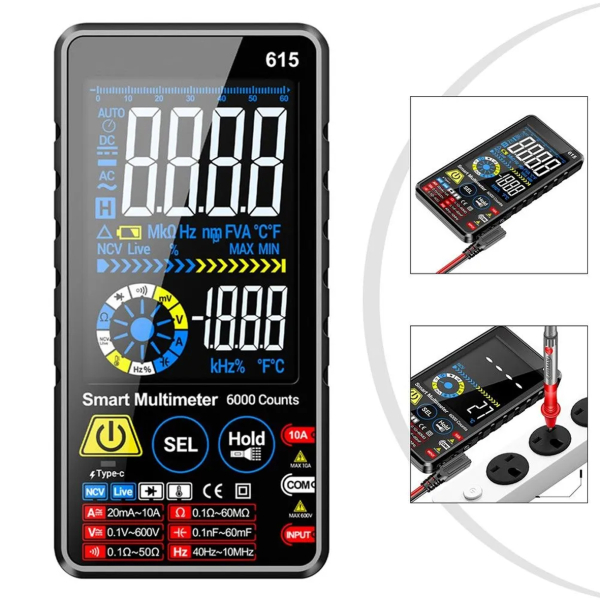 Фото - Мультиметр Aneng 615 600V AC/DC Voltage, 10A AC/DC Current, NCV, VA кольоров.дисплей, Smart