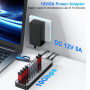 USB-хаб HUB, 10 портів (3хUSB 3.2 10Gbps + 7хUSB 3.0 5Gbps), з блоком живлення 12V 5A