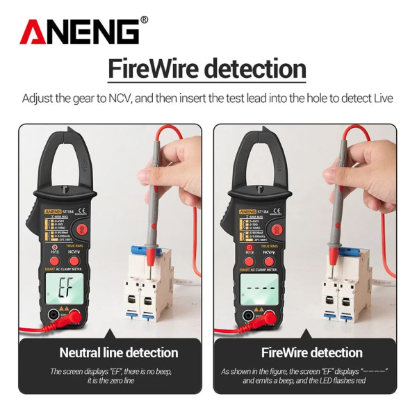 Фото - Струмові (токові) кліщі Aneng  ST184 450V AC/DC Voltage, 600A AC Current, NCV, мультиметр, LCD з підсвіткою, True RMS