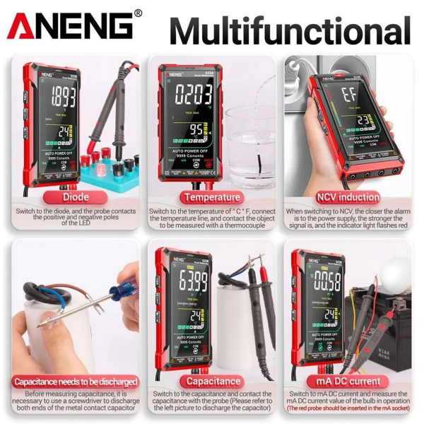 Фото - Мультиметр Aneng 622B 1000V AC/DC Voltage, 10A AC/DC Current, NCV, VA кольоров.дисплей, True RMS, Smart, лазерний індикатор