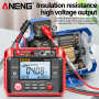 Тестер опору ізоляції Aneng MH13 600V AC/DC Voltage, тест 250-2500V / 1МОм - 40ГОм, опір 1МОм - 200ГОм, LCD з підсвіткою