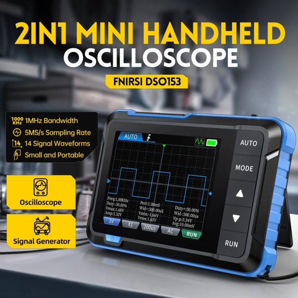 Фото - FNIRSI DSO153 1MHz*1 міні осцилограф / генератор сигналів, розширена комплектація