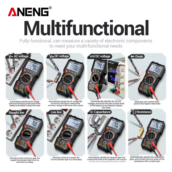 Фото - Мультиметр Aneng SZ11 750V AC/ 1000V DC Voltage, 20A AC/DC Current, NCV, LCD з підсвіткою, True RMS