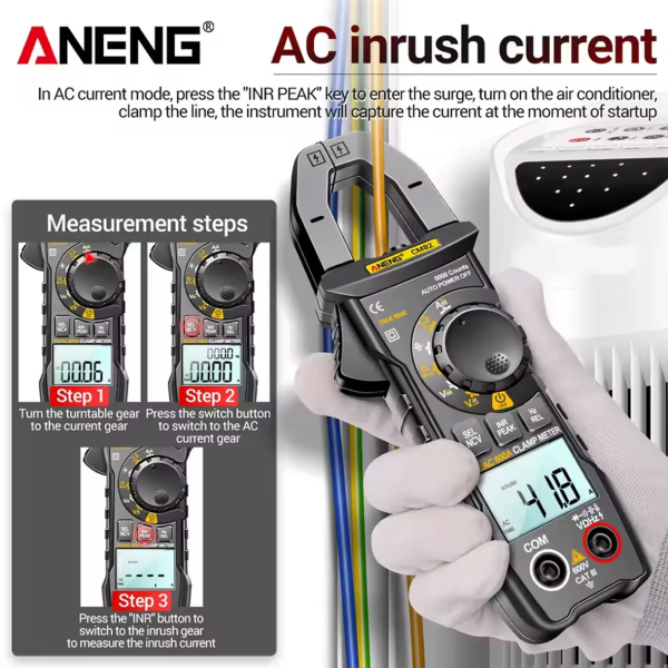 Фото - Струмові (токові) кліщі Aneng CM82 600V AC/DC Voltage, 600A AC/DC Current, NCV, мультиметр, LCD з підсвіткою, True RMS