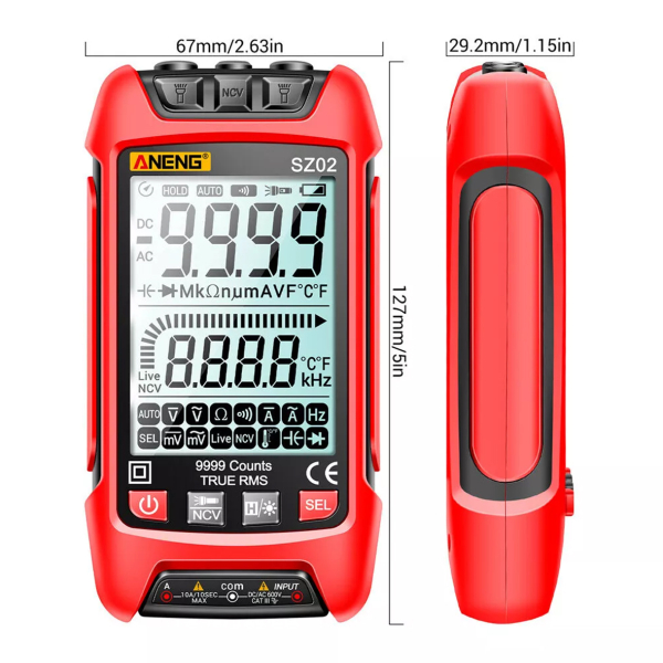 Фото - Мультиметр Aneng SZ02 1000V AC/DC Voltage, 10A AC/DC Current, NCV, LCD з підсвіткою, True RMS, Smart