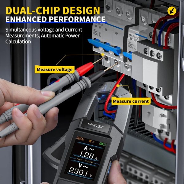 Фото - FNIRSI DMC-100 струмові (токові) кліщі / мультметр, 750V 600A AC/DC, True RMS