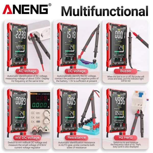 Фото - Мультиметр Aneng 622B 1000V AC/DC Voltage, 10A AC/DC Current, NCV, VA кольоров.дисплей, True RMS, Smart, лазерний індикатор