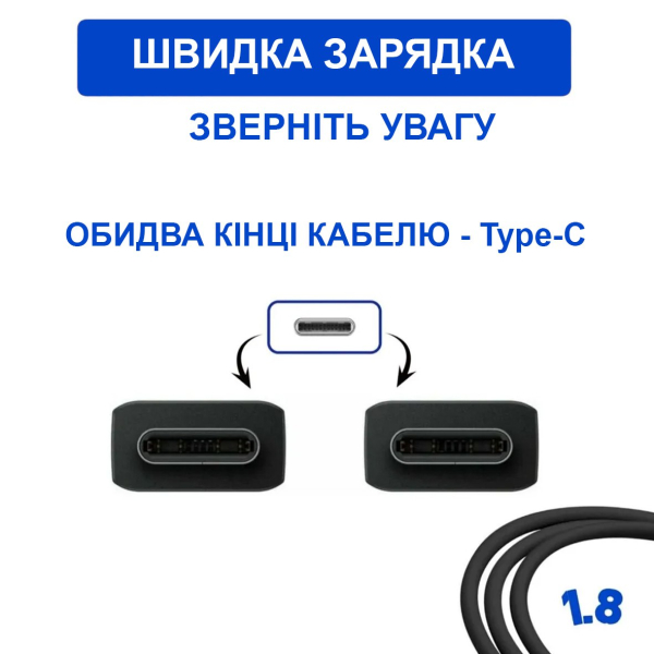 Фото - Блок живлення 45Вт QC3.0, SFC 2.0, USB type-C для телефону з кабелем 1,8м