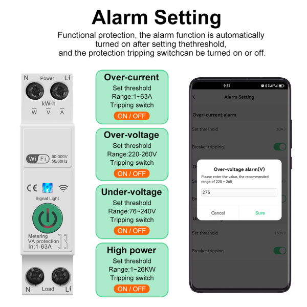 Фото - Лічильник електроенергії 1ф 63А WiFi Smart MINI з розмикачем без дисплея GREEN