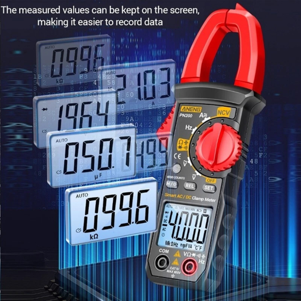 Фото - Струмові (токові) кліщі Aneng PN200 600V AC/DC Voltage, 600A AC/DC Current, NCV, мультиметр, LCD дисплей