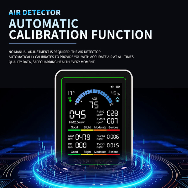 Фото - Монітор якості довкілля Z N-MT13 чорний, AQI, CO2, CO, PM2.5, PM10, PM0.3, температура, вологість, HCHO, TVOC
