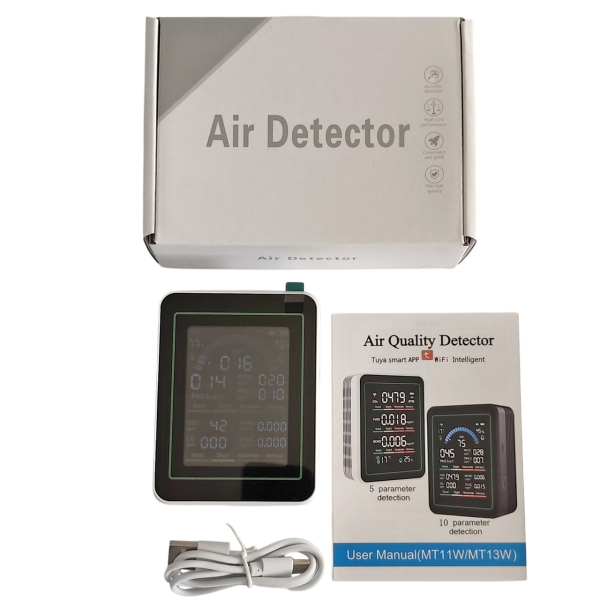 Фото - Монітор якості довкілля Z N-MT13W білий, AQI, CO2, CO, PM2.5, PM10, PM0.3, температура, вологість, HCHO, TVOC, WiFi Tuya, історія