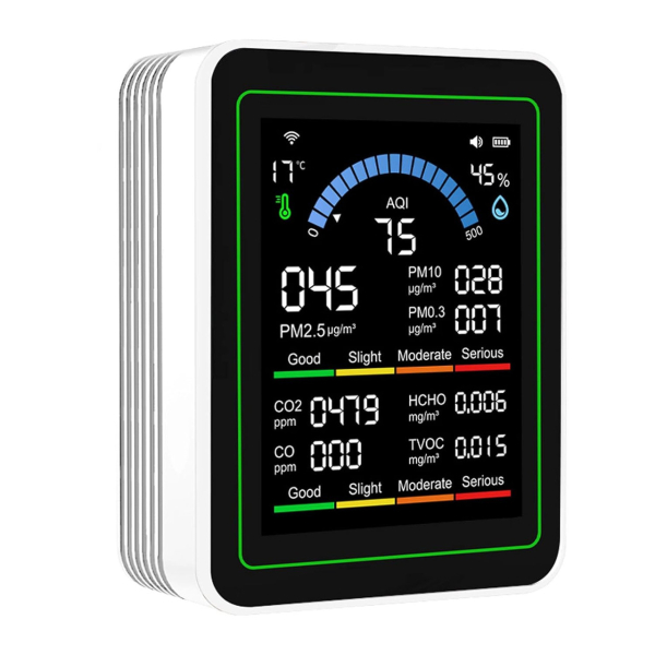 Фото - Монітор якості довкілля Z N-MT13W білий, AQI, CO2, CO, PM2.5, PM10, PM0.3, температура, вологість, HCHO, TVOC, WiFi Tuya, історія