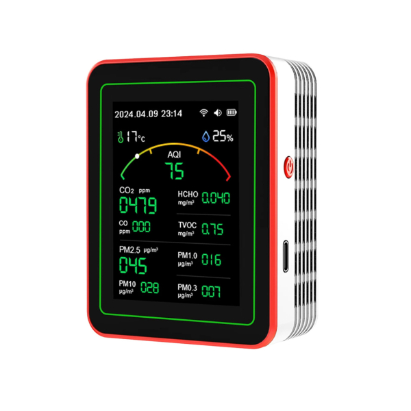 Фото - Монітор якості довкілля ZN-MT29 білий, AQI, CO2, CO, PM2.5, PM1.0, PM10, PM0.3, температура, вологість, час, дата, HCHO, TVOC, WiF
