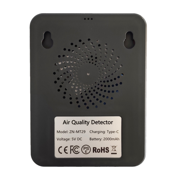 Фото - Монітор якості довкілля ZN-MT29 чорний, AQI, CO2, CO, PM2.5, PM1.0, PM10, PM0.3, температура, вологість, час, дата, HCHO, TVOC, Wi