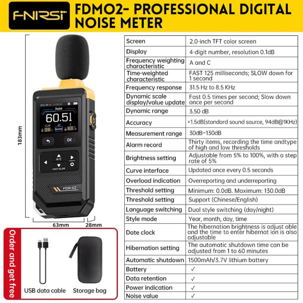 Фото - FNIRSI FDM02 цифровой шумомер/звукометр
