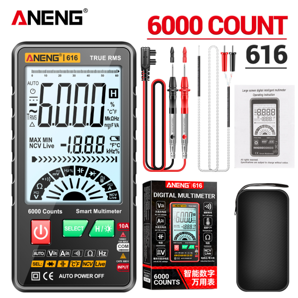 Фото - Мультиметр Aneng 616 600V AC/DC Voltage, 10A AC/DC Current, NCV, LCD с подсветкой, True RMS, Smart