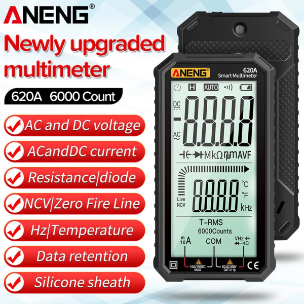 Фото - Мультиметр Aneng 620A 600V AC/DC Voltage, 10A AC/DC Current, NCV, LCD с подсветкой, True RMS, Smart