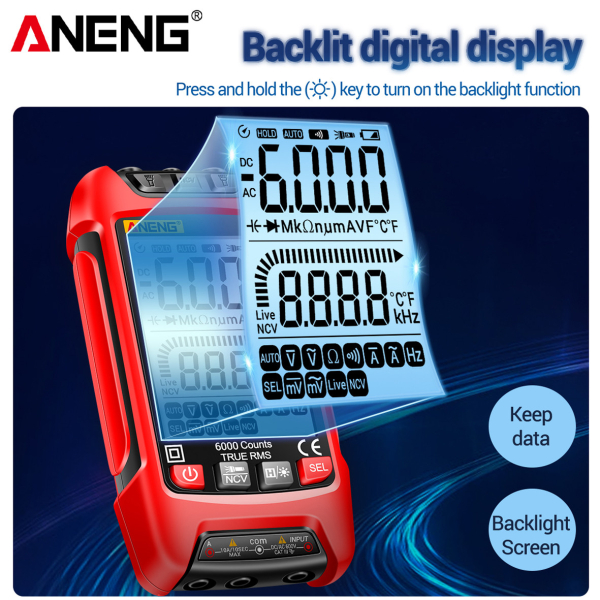 Фото - Мультиметр Aneng SZ01 600V AC/DC Voltage, 10A AC/DC Current, NCV, LCD с подсветкой, True RMS, Smart