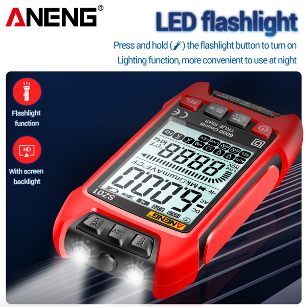 Фото - Мультиметр Aneng SZ01 600V AC/DC Voltage, 10A AC/DC Current, NCV, LCD с подсветкой, True RMS, Smart