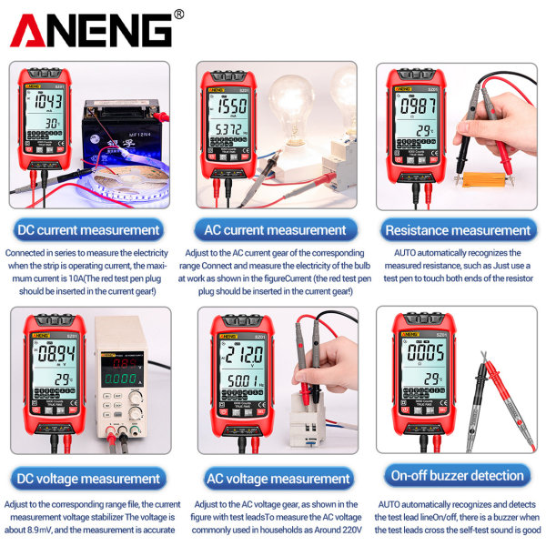 Фото - Мультиметр Aneng SZ01 600V AC/DC Voltage, 10A AC/DC Current, NCV, LCD с подсветкой, True RMS, Smart