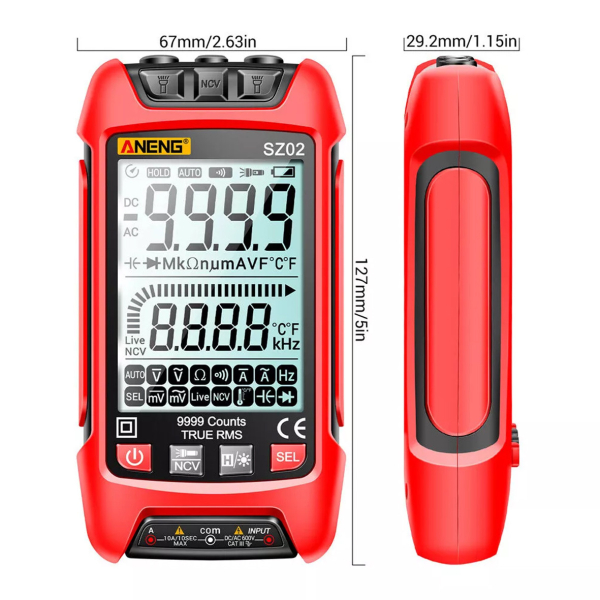 Фото - Мультиметр Aneng SZ02 1000V AC/DC Voltage, 10A AC/DC Current, NCV, LCD с подсветкой, True RMS, Smart