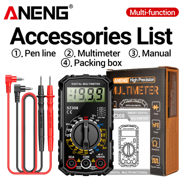 Фото - Мультиметр Aneng SZ308 750V AC/1000V DC Voltage, 10A DC Current, NCV, LCD с подсветкой