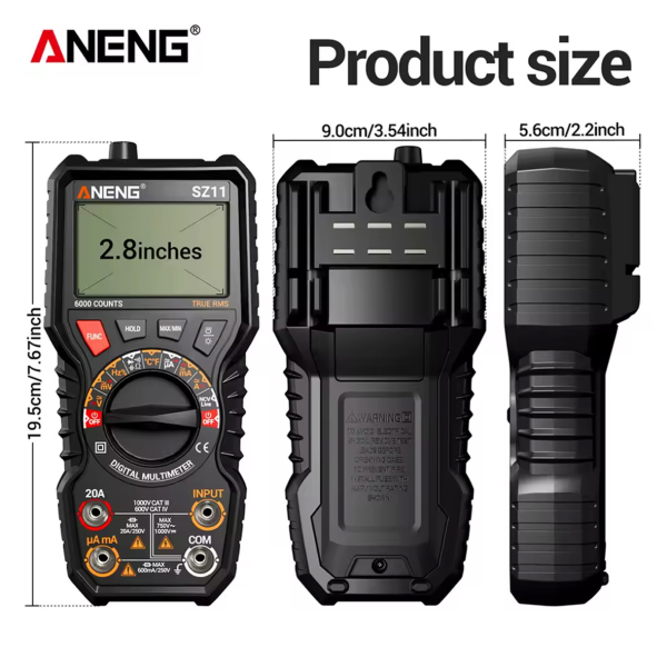 Фото - Мультиметр Aneng SZ11 750V AC/ 1000V DC Voltage, 20A AC/DC Current, NCV, LCD с подсветкой, True RMS