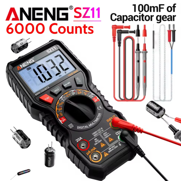 Фото - Мультиметр Aneng SZ11 750V AC/ 1000V DC Voltage, 20A AC/DC Current, NCV, LCD с подсветкой, True RMS