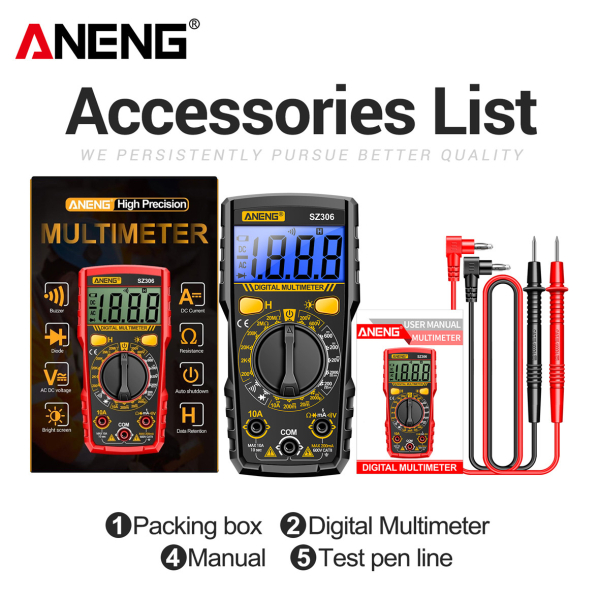 Фото - Мультиметр Aneng SZ306 600V AC/DC Voltage, 10A DC Current, LCD с подсветкой