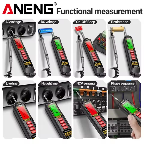 Фото - Мультиметр Aneng A3016 600V AC/DC Voltage, NCV, LCD с подсветкой, Smart, литиевый аккумулятор