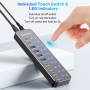 USB-хаб HUB, 10 портів (3хUSB 3.2 10Gbps + 7хUSB 3.0 5Gbps), з блоком живлення 12V 5A