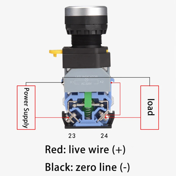 Фото - Кнопка з підсв. LA38-11D жовта 220VAC 1NO/1NC без фікс.
